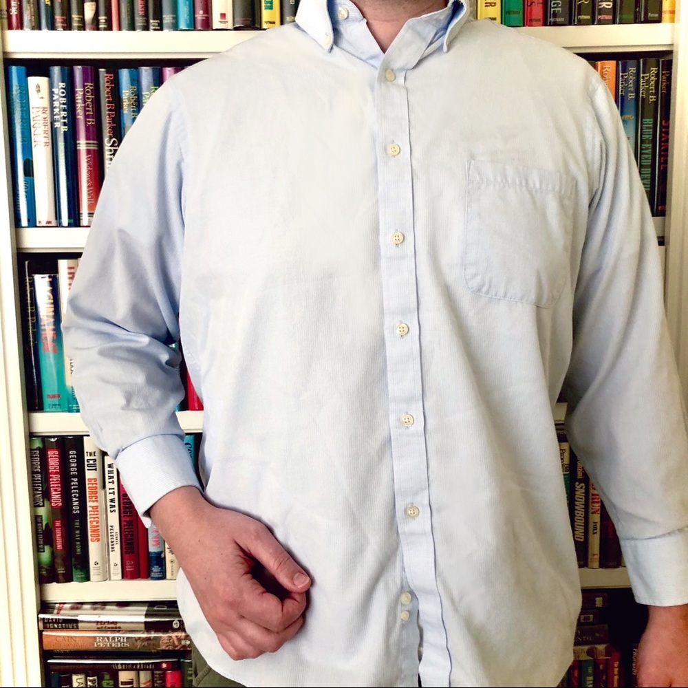 Chaps Blue Stripe Men's Button Up Dress Shirt - Picture 1 of 7